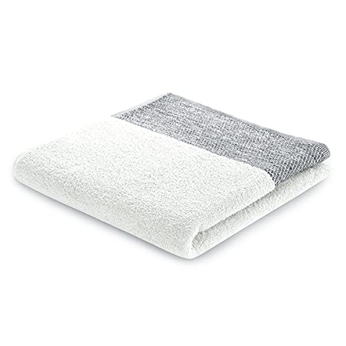 AmeliaHome Aria Bath Towel 100% Cotton 70 x 140 cm Border Bath Towel White