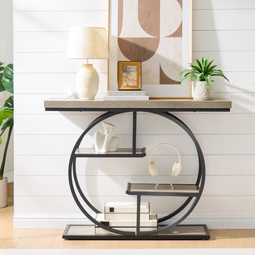 "Sailvan 41.3"" Industrial Sofa Console Table With 2-Tier Storage Shelves"