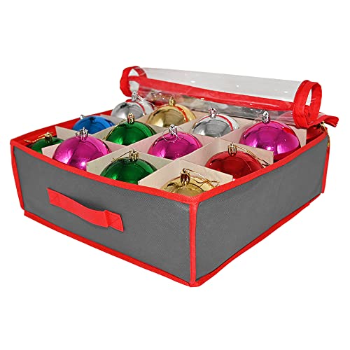 Ram® Christmas Tree Bauble Storage Bag Zip Up Christmas Decorations Bag With Cover Lid FITS UPTP 30 Baubles (Grey)
