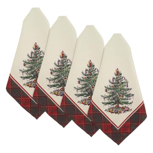Spode - Napkin Set, Holiday Home Decor, Set of 4 (Spode Christmas Tree Tartan Collection)