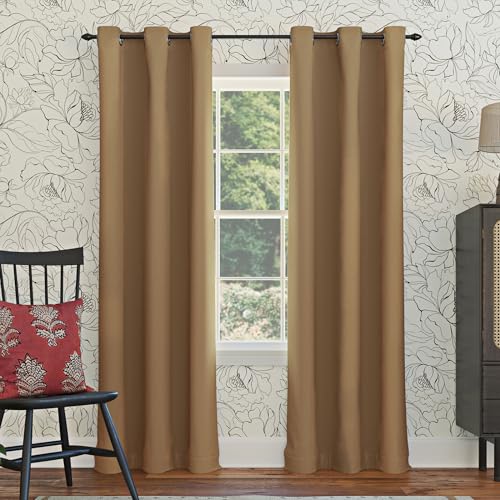 "Sun Zero Easton Energy Saving Blackout Grommet Curtain Panel, 40"" x 108"", Taupe"