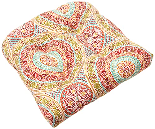 "Pillow Perfect Outdoor/Indoor Delancey Jubilee Tufted Seat Cushions (Round Back), 19"" x 19"", Multicolored, 2 Pack"