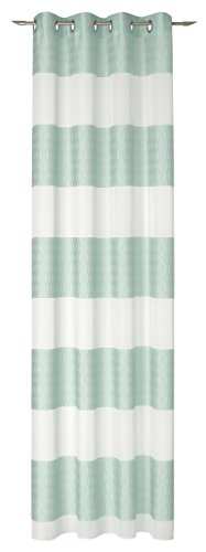 Deko Trends Tab-top curtain, Polyester, turquoise/off-white, 245 x 137 cm