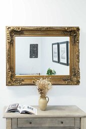 Carved Wooden Louis Mirror Finish: Silver