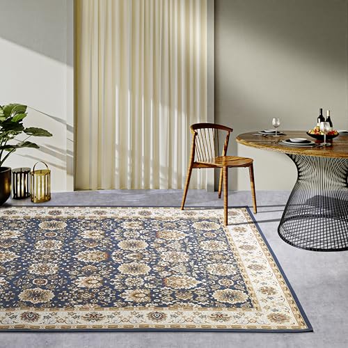 Villeroy & Boch Nicolas Indoor & Outdoor Rug Oriental - Oriental Flat Weave, Oriental Design Classic, Oeko-Tex Weatherproof & UV-Resistant for Balcony, Patio, Garden - Blue Cream, 160 x 235 cm