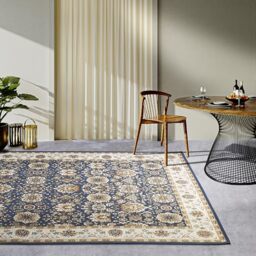 Villeroy & Boch Nicolas Indoor & Outdoor Rug Oriental - Oriental Flat Weave, Oriental Design Classic, Oeko-Tex Weatherproof & UV-Resistant for Balcony, Patio, Garden - Blue Cream, 160 x 235 cm