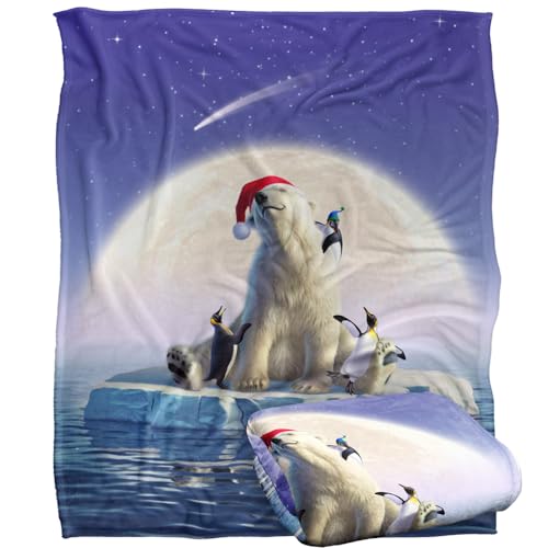 Jq Licensing - Jlo Christmas Polar Bear And Penguins Silky Touch Super Soft Throw Blanket 152 X 127 Cm
