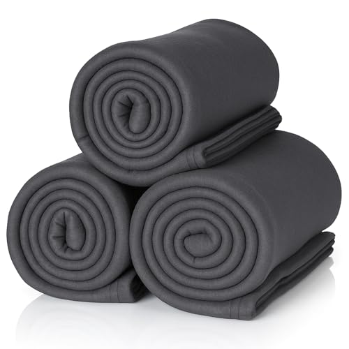 ALCLEAR 3 pieces Oeko Tex certified fleece blankets, color: anthracite, great size 130x160 cm, over 200 g/m2, sofa blanket couch blanket living blanket, picnic blanket sofa throw blanket
