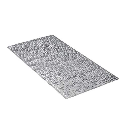 TATAY Bath Mat, Non-slip, PVC with Suction Cups, Resistant to Mold and Microbes, Anti-Bacterial, Barcelona Design, Grey. Measures 72 x 36 cm