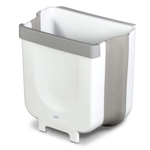 Glad Roomate Collapsible Waste Bin - Compact Travel Trash Can with Space-Saving Expandable Design - Indoor and Outdoor Disposal Basket, 2 Gallon, White