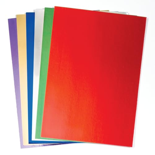 Baker Ross AC374 A4 Metallic Card Sheets, 250gsm Card For Kids Scrapbooking and Decoration Making Projects, Ideal for Schools, Home Crafting, Craft Groups, Party Crafting and More (Pack of 20)