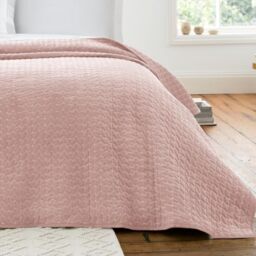 Bianca Attica Velvet Embroidered 240x260cm Bedspread Pink