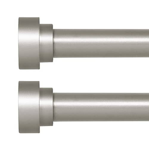 "HEI! DEAR 2 Pack Silver Curtain Rods for Windows 28 to 48 Inch(2.3-4ft),1 Inch Heavy Duty Curtain Rods,Modern Adjustable Curtain Rod,Telescopic Drapery Rods,Window Curtain Rod 18-45"",Antique Silver"