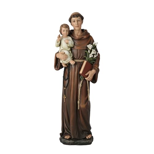 "BC Catholic St. Anthony of Padua Statue, Blessed Figure, Religious Inspirational Home Decor, 14.75"" H, Renaissance Sculpture Handmade by Buildclassic"