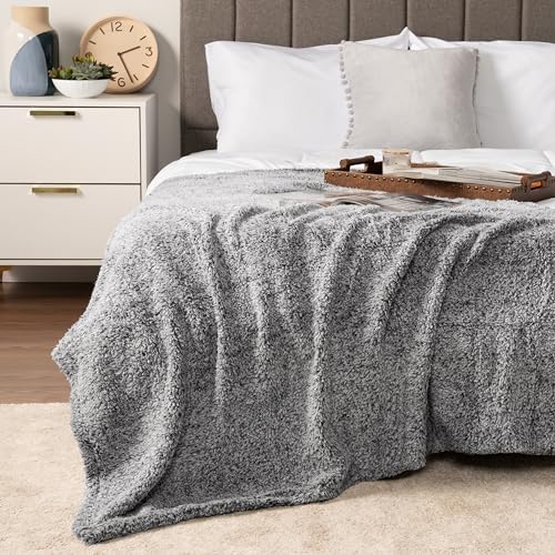 PAVILIA Sherpa Blanket for Bed Sofa - Plush Microfiber Fleece Blanket - Lightweight Soft Cozy Reversible Blanket for All Seasons, Gift for Decoration