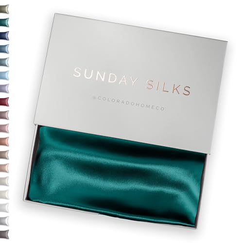 Colorado Home Co Silk Pillowcase for Hair and Skin - Silk Pillow Case Queen Size - Pure Mulberry Silk Pillowcase - Organic & Natural - Peacock Emerald Green