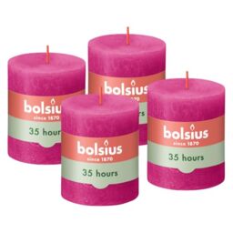 Bolsius - Rustic Candle - Fuchsia - 3.1 in - Pack of 4 - Decorative Candles - Palm Oil Free - with Natural Plant Wax