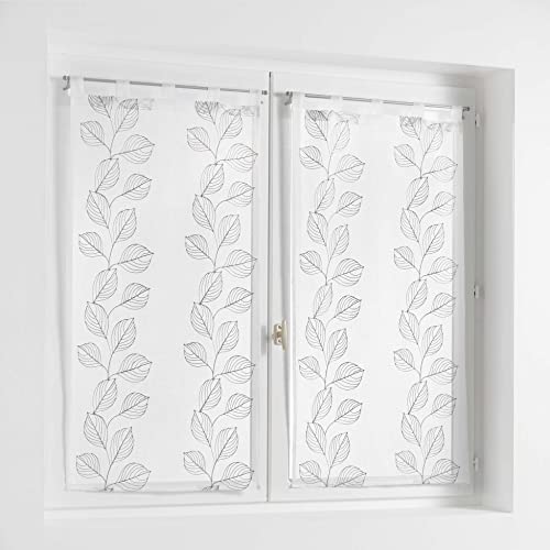 Douceur d'Intérieur, 1 Pair of Straight Loops (2 x 60 x 90 cm) Edenia Grey, Sandblasted, Embroidered