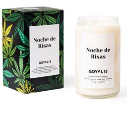 GOVALIS Laughter Night Scented Candle - 100% Natural Soy Wax - 100 Hours, Large Scented Candle in Glass, Cannabis, Marijuana, Original Gifts Friends, Decoration, Relaxation, Bedroom, Bathroom