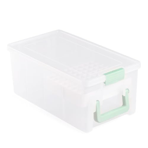 Vaessen Creative Markers Storage Box with Lid - 15.35 x 8.27 x 6.42??? - for Pens, Cards and Envelopes - Plastic and Clear - for Card Making and Scrapbooking - with Removable Marker Insert
