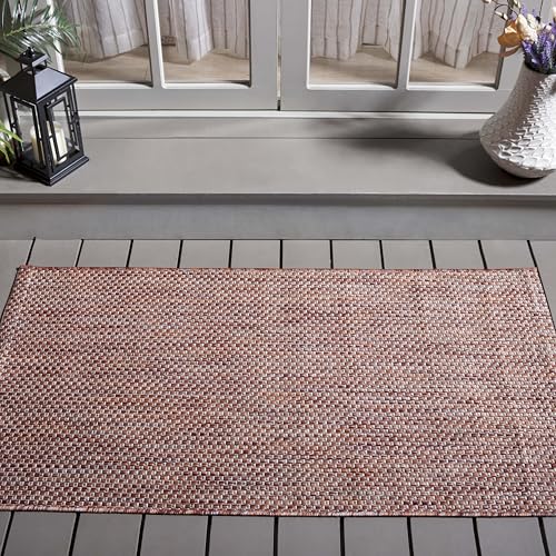 Safavieh Contemporary Indoor/Outdoor Woven Rectangle Area Rug, Courtyard Collection, CY8521, in Red / Beige, 122 X 170 cm for Garden, Patio or Any Outdoor Space