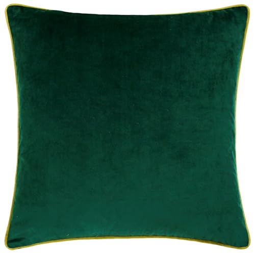 furn. Meridian Polyester Filled Cushion – Luxury Contrast Piped Velvet Decorative Pillow (Emerald/Moss - 45x45cm)
