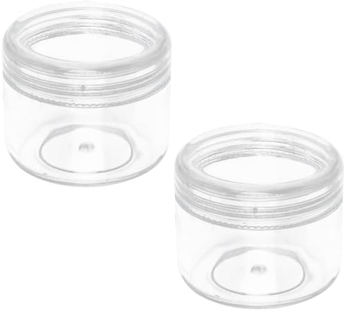cyclingcolors 2 x Plastic Containers Clear Round Container Bottle Glitter Box Earring Ring Small Plastic Storage Box with Lid 2.5 x 2.8 cm