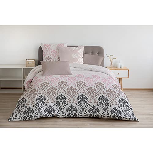 Home Linge Passion 3 Piece Duvet Cover Set 100% Cotton 57 Thread Count Double 220 x 240 cm Ochre & Blush Pink Heart Design