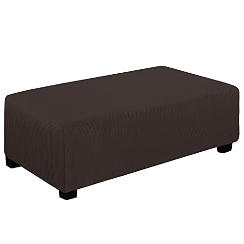 Easy-Going Stretch Ottoman Cover Folding Storage Stool Furniture Protector Soft Rectangle slipcover with Elastic Bottom (XX-Large,Chocolate)