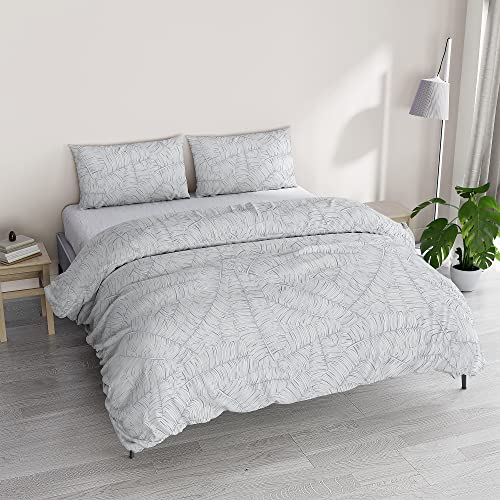 Athena Duvet Cover Set, Made in Italy, Double Jane Grey