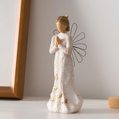 NAN ZAI NAN FANG Sympathy Angel Figurine - Home Decor Serenity Prayer Gifts for Women Resin Sculpted Hand-Painted Figure Bereavement Gift Praying Hands Statue
