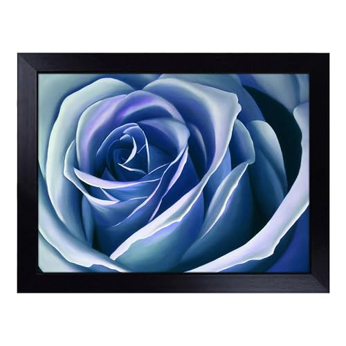 Lap Tray with Bean Bag Cushion, Dreamlike Rose Flower - Handmade in the UK, Raised Wooden Edge, Padded Cushion, Heat-Resistant Wipe-Clean Surface, for Meals, Laptops and Crafts