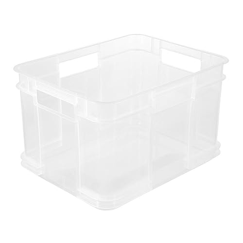Keeeper Storage Box, Euro-Box M, Sturdy Plastic (PP), 35 x 27 x 22 cm, 16 l, Transparent- Natural