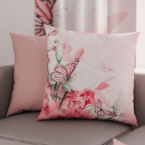 PETTI Artigiani Italiani - Pair of Pillow Cases 45 x 45 cm in Microfibre, Cushions for Bedroom Furniture, Sofa, Living Room, Set of 2 Cushion Covers, Roses Butterfly Pillowcase, 100% Made in Italy