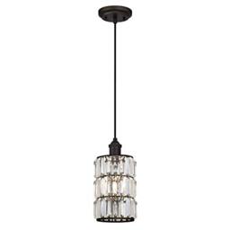 63384 Sophie One-Light Indoor Pendant, Oil Rubbed Bronze Finish with Crystal Prism Glass