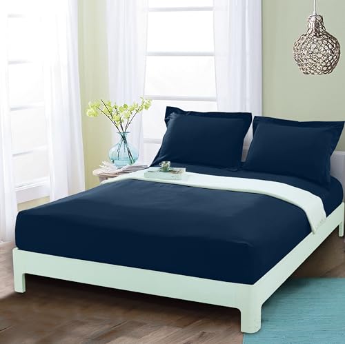 Mocassi Full Fitted Sheet - Deep Pocket Cooling Sheets up to 16 inch - Hotel Luxury 1800 Premier - Softest Sheets - Wrinkle Resistant - 1 Single Bottom Fitted Sheet, Full, Navy Blue