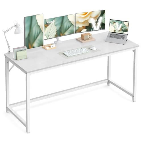 VASAGLE LWD121WF01 Computer Desk Desk Table 160 x 60 x 76 cm for Study Bedroom Living Room Maple White Pearl White LWD121WF01