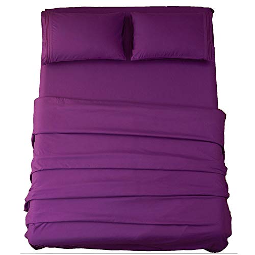 SONORO KATE 1800 Series Bed Sheet Set 16-Inch Deep Pocket Queen Sheets - Luxury Egyptian Sheets, 16-Inch Deep Pocket Wrinkle and Hypoallergenic,Breathable Hotel Luxury Bedding,Purple