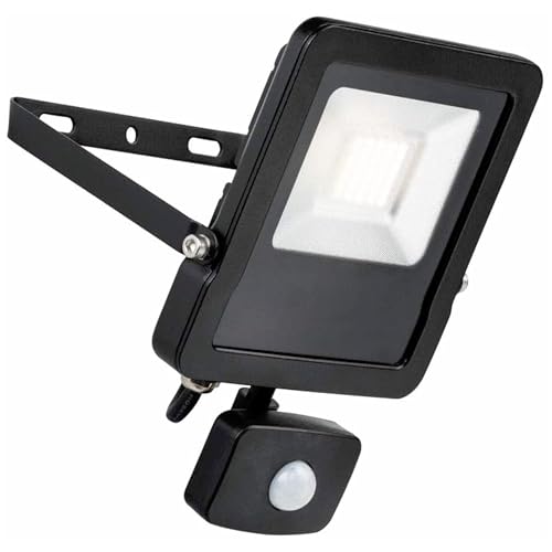 National Lighting Surge Matt Black 30W Weatherproof Outdoor Security Light Flood Lights LED with Motion Activated PIR Cool White 4000K IP44 Rated