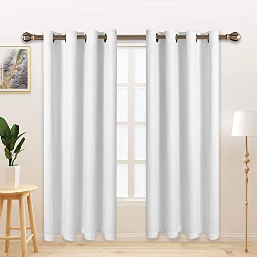 LORDTEX Linen Look Textured Blackout Curtains with Thermal Insulated Liner - Heavy Thick Thermal Insulated Noise Reduce Grommet Window Drapes for Bedroom, 50 x 95 Inches, White, Set of 2 Panels