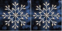 The Christmas Workshop 77700 White Snowflake Christmas Light / 35 Warm White LED Lights/Indoor Christmas Decorations/Timer Mode/Battery Operated / 33cm x 33cm x 1.5cm (Pack of 2)