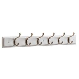 OCCO Maine Furniture Co. Searsport 6 Hook Coat Rack Nickel On Paris White