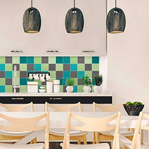 Ambiance Sticker Self-Adhesive Decorative Wall Decal Cement Tile for Bathroom and Kitchen Sofia - Pack of 9 Stickers of 20 x 20 cm