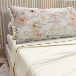 PETTI Artigiani Italiani - Cotton Sheets with Pillowcases in Digital Print, French Quarter, Complete Top and Bottom Sheet with Corners, Floral 06 21 Cream, 100% Made in Italy