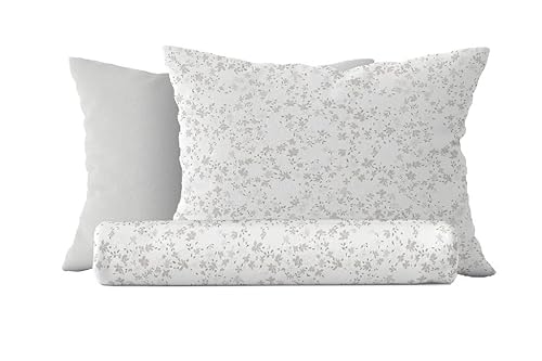 Homemania Mandy-Natura 13583 Envelopes Set with Duvet Cover and Pillowcase for Bed, White, Grey, Cotton, 150 x 200 cm