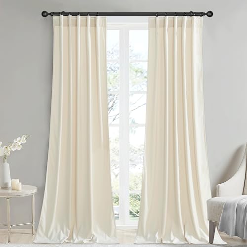 StangH Ivory White Curtains 96 inches Long Luxury Velvet Home Decoration Room Darkening Privacy Drapes for Wall Backdrops/Nursery Bedroom/Wedding, W42 x L96, 2 Panels