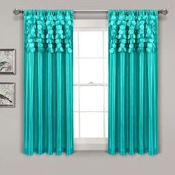 "Lush Decor Circle Dream Window Curtains Panel Set for Living, Dining Room, Bedroom (Pair), 54"" W x 63"" L, Turquoise"