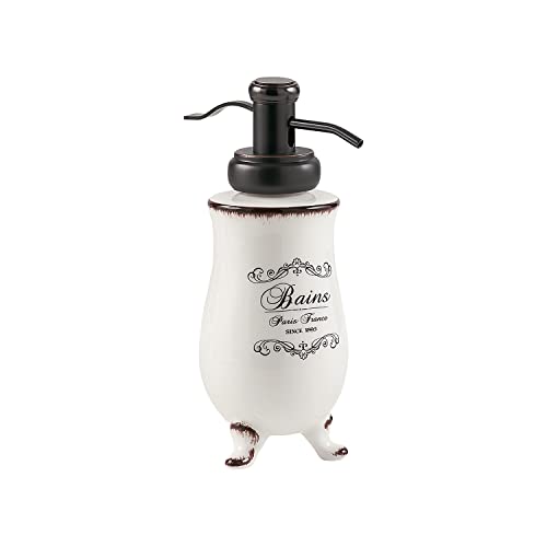Gedy Amelie Soap Dispenser, Ceramic, White, 7.5 x 7.5 x 19