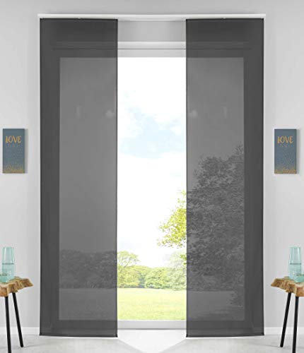 Gardinenbox Set of 2 sliding curtains, panel curtains, complete with panel carrier, weighted rod, 100% polyester, black, H x W 245 x 60 cm