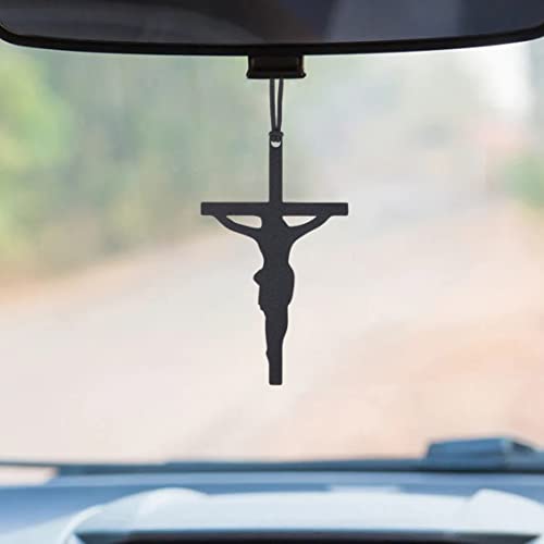 Rear View Mirror Accessories - Car Mirror Hanging Accessories - Car Pendant, Car Charms Ornament - Swinging Ornaments Cars Accessory for Men and Women Hanger - Black (Jesus Nailed Siluette)
